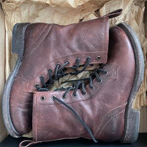 Frye Jenna Combat Boots - Distressed Dark Brown